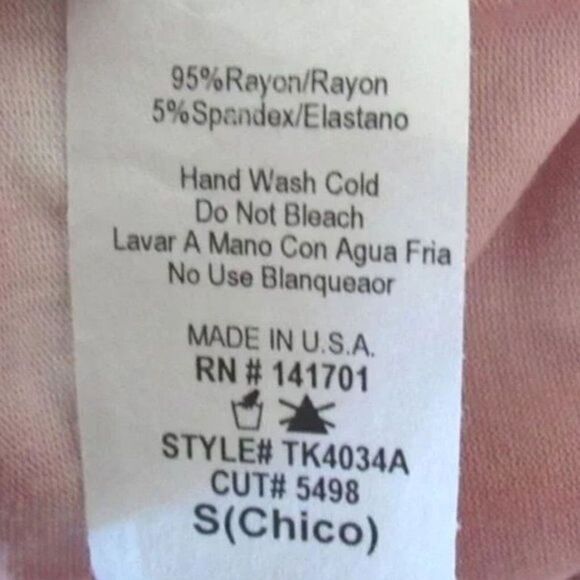 Top Tie-Dye Cold Shoulder 3/4 Sleeve Watercolor Stripes Pink Women's Size Small - Picture 5 of 5